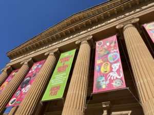 Colourful banners on display at the Art Gallery of New South Wales