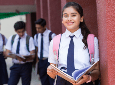 Young students with back packs